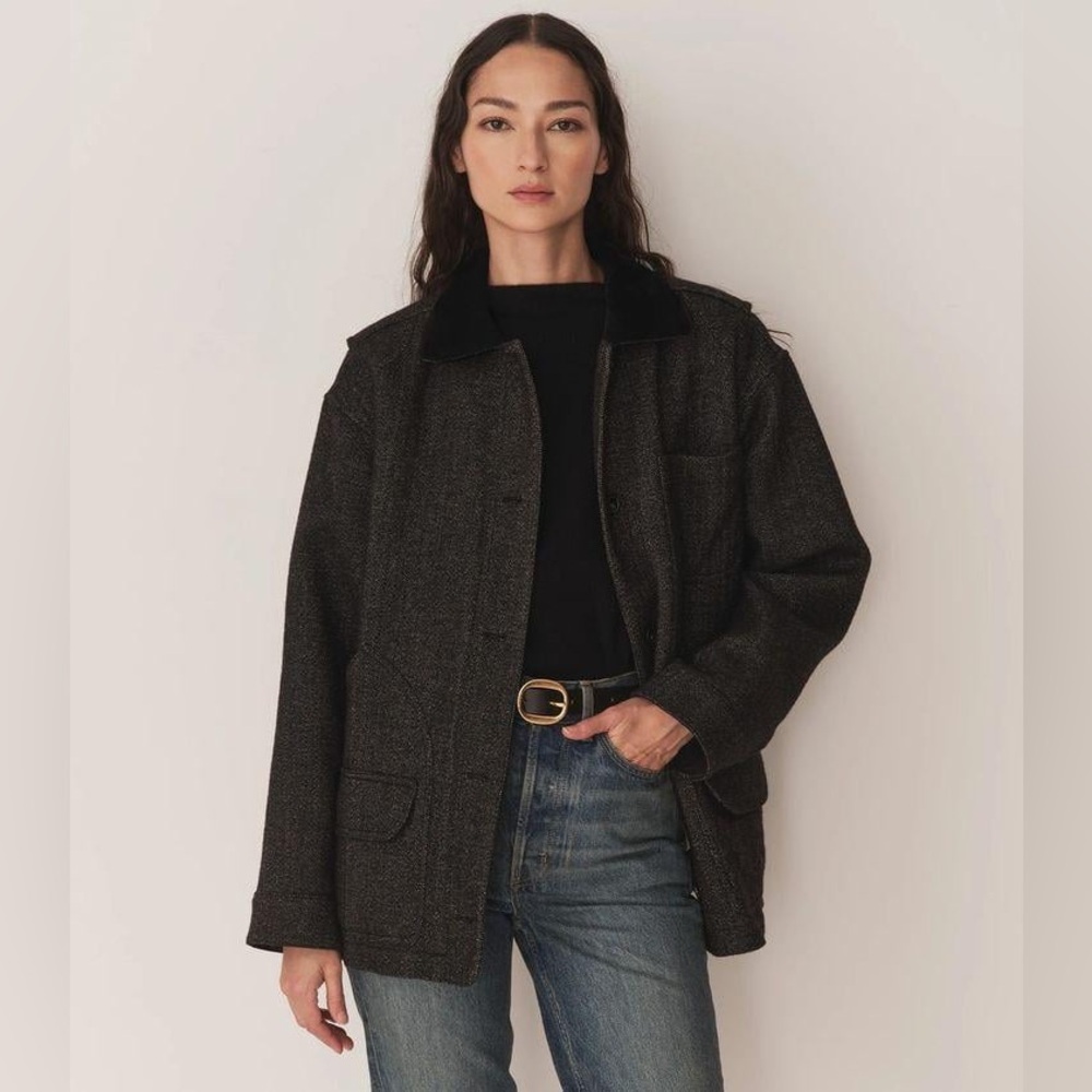 Doen Pascual Jacket in Charcoal Herringbone sz XS. EUC